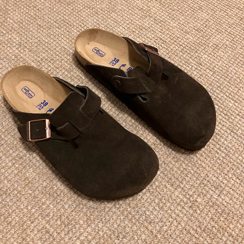 Birkenstock Boston Soft Footbed Suede Loafers - Mocha